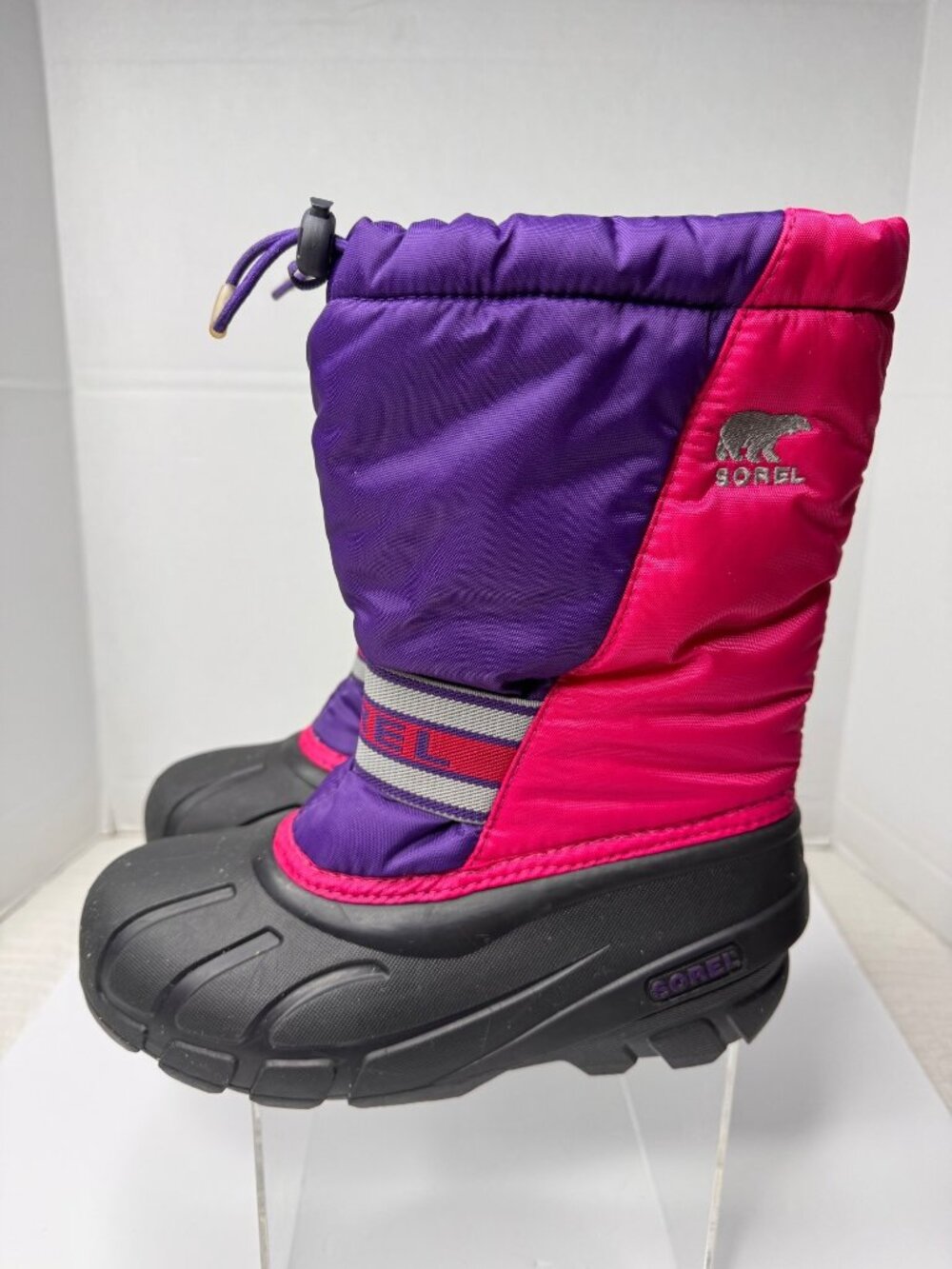 Sorel Flurry Youth Girls SZ 3 Purple Pink Lined Snow Winter Sledding Boots